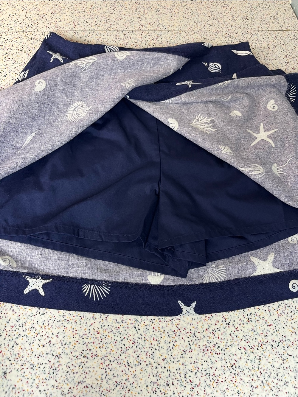 a new day Linen Blend Skort Navy Blue White Nautical Coastal Seashell Women’s 6 - Picture 7 of 7